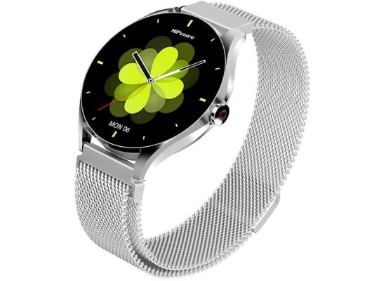 HiFuture Aura 2 Woman Bluetooth 5.3 Smart Watch, 1.32" Amoled display, IP68 Waterproof, 270mAh battery, provides up to 7 days, over 100 sports modes, Heart rate & Sleep Monitoring - Silver